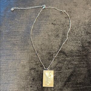 Silver Necklace with Rectangular Mother-of-Pearl Pendant by BB Lila NWOT